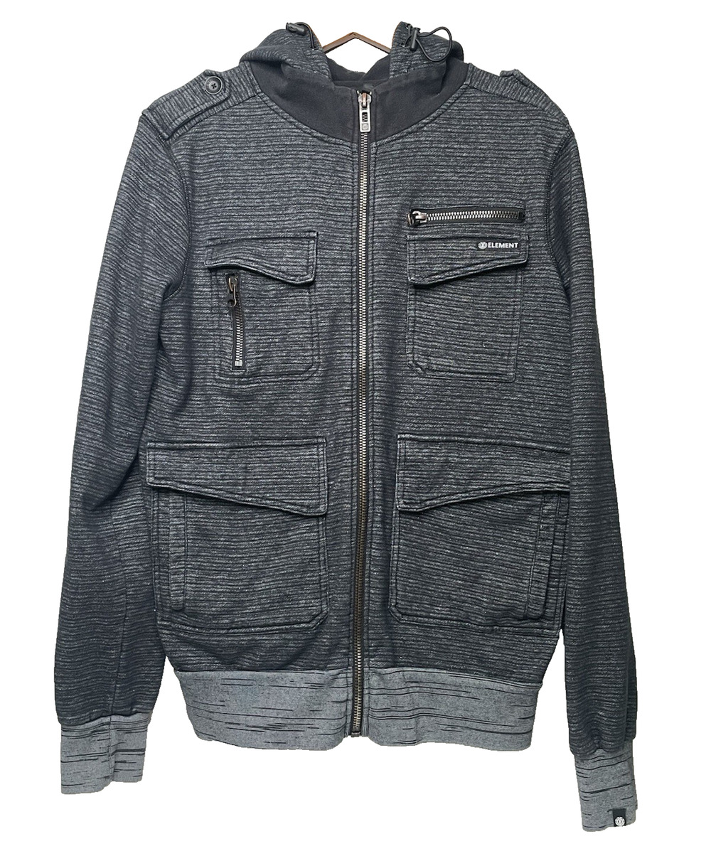 Element Men’s Full Zip Hoodie Jacket Size M Gray Multi Pocket Skate Streetwear